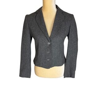 Bobbie Brooks Vintage Women's Gray Wool Blend Blazer Jacket Size 7/8 Medium Crop
